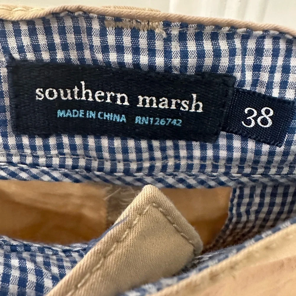 Southern Marsh Beige Khaki Flat Front Chino Cotton Shorts Men’s 38 8” Inseam EUC